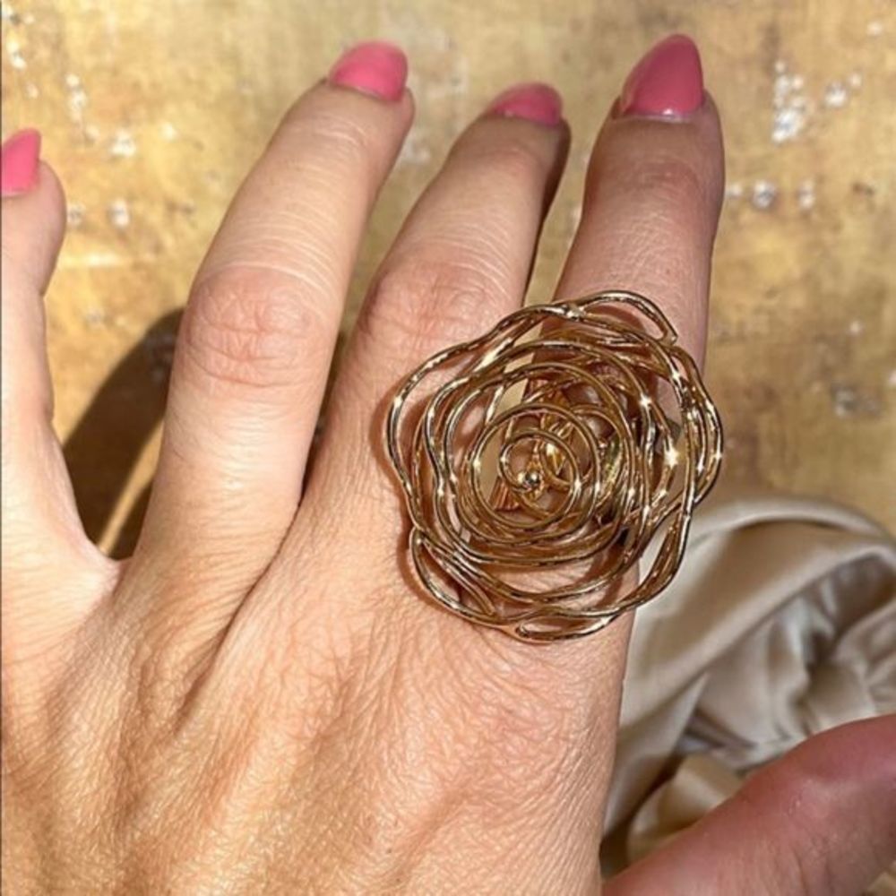 Gold Filled Wire Flower Statement Ring